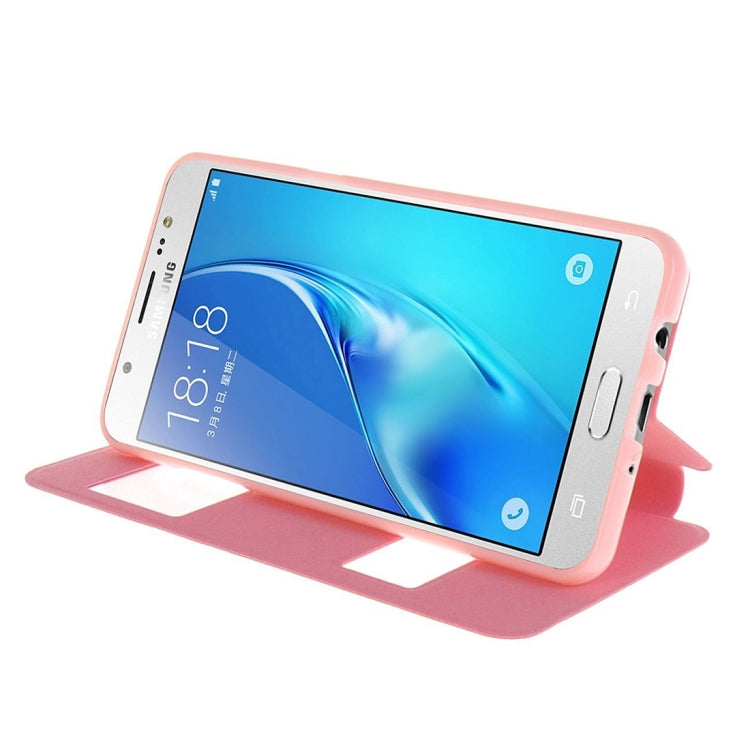 For Galaxy J5 (2016) / J510 Oracle Texture Horizontal Flip TPU + PU Leather Case with Caller ID Window & Holder
