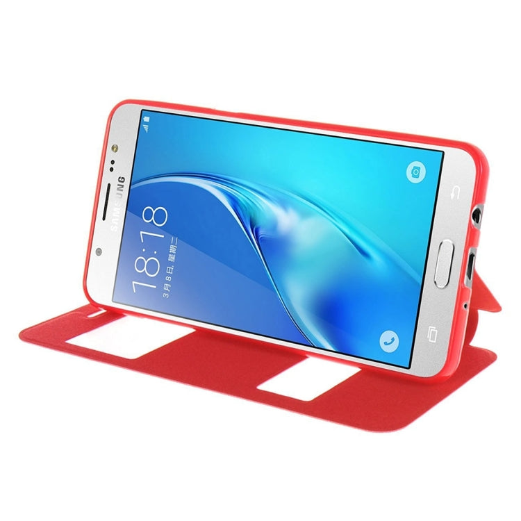 For Galaxy J5 (2016) / J510 Oracle Texture Horizontal Flip TPU + PU Leather Case with Caller ID Window & Holder