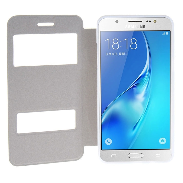For Galaxy J5 (2016) / J510 Oracle Texture Horizontal Flip TPU + PU Leather Case with Caller ID Window & Holder