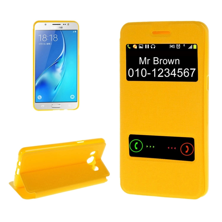 For Galaxy J5 (2016) / J510 Oracle Texture Horizontal Flip TPU + PU Leather Case with Caller ID Window & Holder