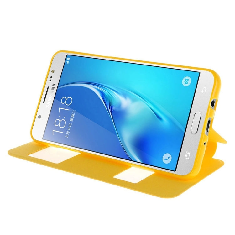 For Galaxy J5 (2016) / J510 Oracle Texture Horizontal Flip TPU + PU Leather Case with Caller ID Window & Holder
