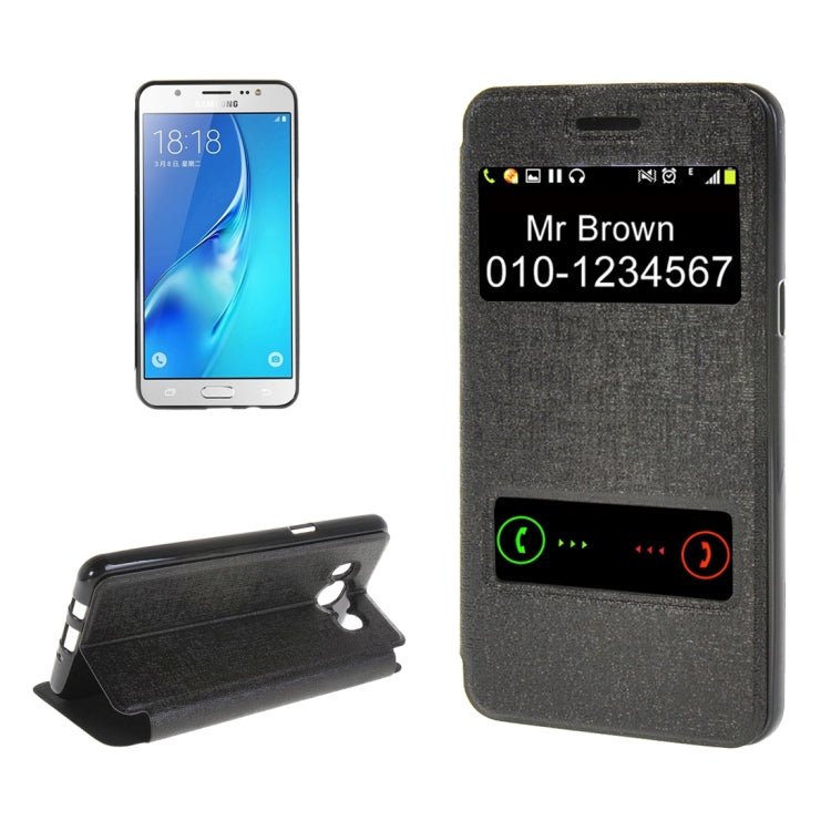 For Galaxy J7 (2016) / J710 Oracle Texture Horizontal Flip TPU + PU Leather Case with Caller ID Window & Holder