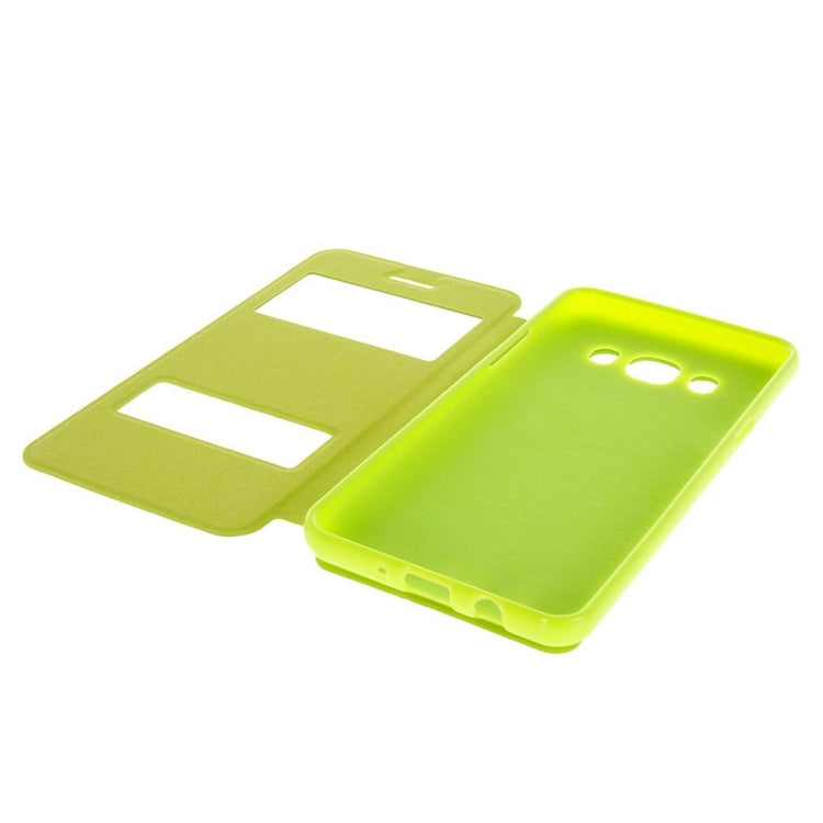 For Galaxy J7 (2016) / J710 Oracle Texture Horizontal Flip TPU + PU Leather Case with Caller ID Window & Holder