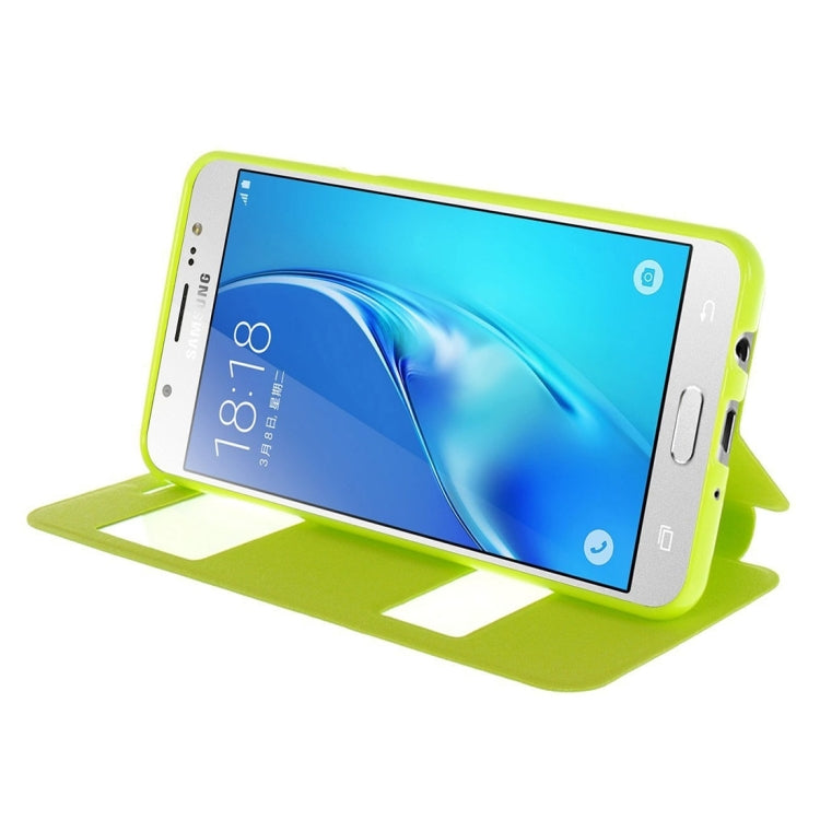 For Galaxy J7 (2016) / J710 Oracle Texture Horizontal Flip TPU + PU Leather Case with Caller ID Window & Holder