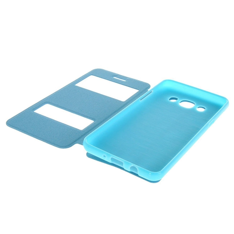 For Galaxy J7 (2016) / J710 Oracle Texture Horizontal Flip TPU + PU Leather Case with Caller ID Window & Holder