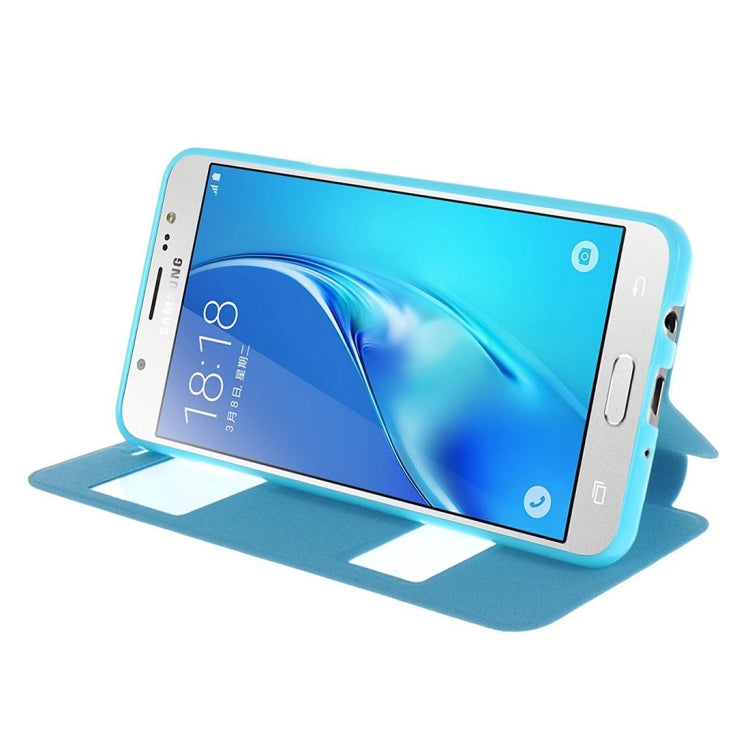For Galaxy J7 (2016) / J710 Oracle Texture Horizontal Flip TPU + PU Leather Case with Caller ID Window & Holder