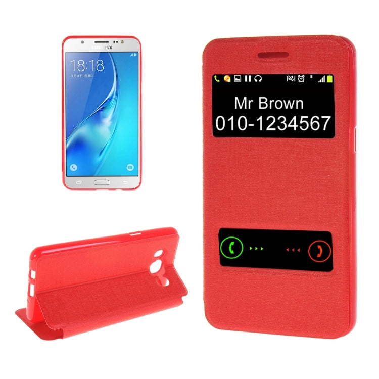 For Galaxy J7 (2016) / J710 Oracle Texture Horizontal Flip TPU + PU Leather Case with Caller ID Window & Holder