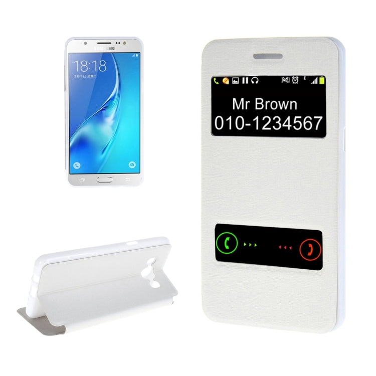 For Galaxy J7 (2016) / J710 Oracle Texture Horizontal Flip TPU + PU Leather Case with Caller ID Window & Holder