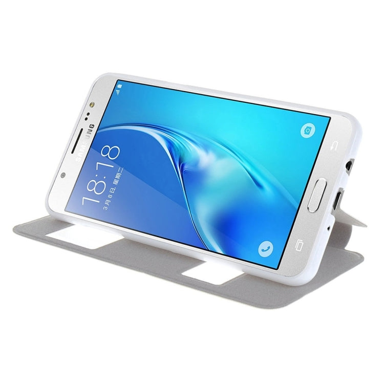 For Galaxy J7 (2016) / J710 Oracle Texture Horizontal Flip TPU + PU Leather Case with Caller ID Window & Holder
