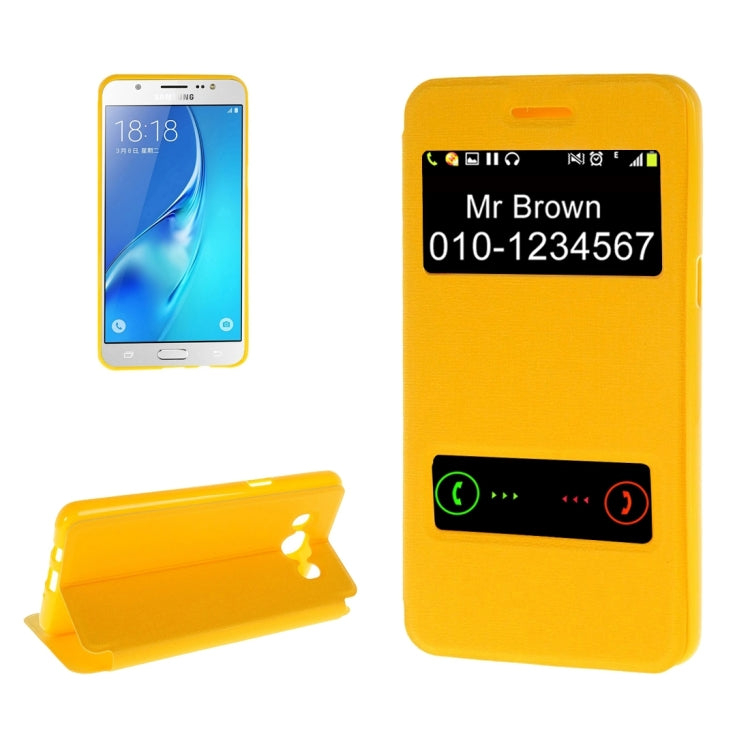 For Galaxy J7 (2016) / J710 Oracle Texture Horizontal Flip TPU + PU Leather Case with Caller ID Window & Holder