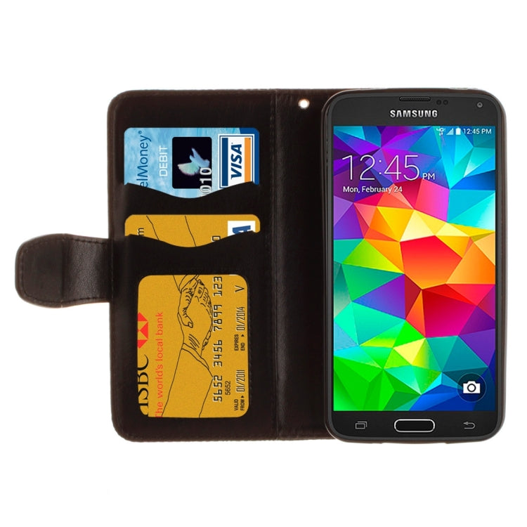 For Galaxy S5 / G900 Embossed Floral Pattern Horizontal Flip Leather Case with Card Slots & Holder & Lanyard