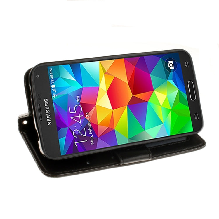 For Galaxy S5 / G900 Embossed Floral Pattern Horizontal Flip Leather Case with Card Slots & Holder & Lanyard