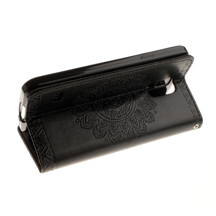 For Galaxy S5 / G900 Embossed Floral Pattern Horizontal Flip Leather Case with Card Slots & Holder & Lanyard