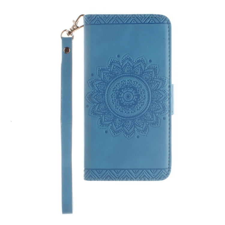 For Galaxy S5 / G900 Embossed Floral Pattern Horizontal Flip Leather Case with Card Slots & Holder & Lanyard