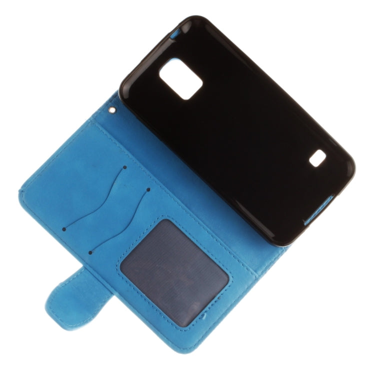 For Galaxy S5 / G900 Embossed Floral Pattern Horizontal Flip Leather Case with Card Slots & Holder & Lanyard
