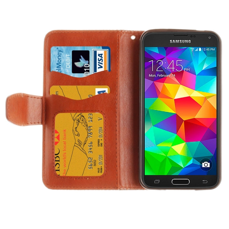 For Galaxy S5 / G900 Embossed Floral Pattern Horizontal Flip Leather Case with Card Slots & Holder & Lanyard