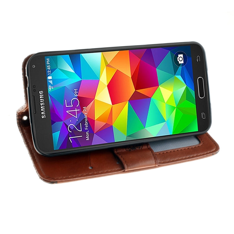 For Galaxy S5 / G900 Embossed Floral Pattern Horizontal Flip Leather Case with Card Slots & Holder & Lanyard