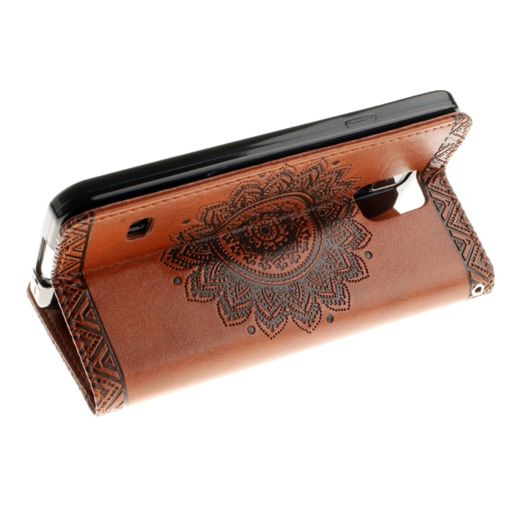 For Galaxy S5 / G900 Embossed Floral Pattern Horizontal Flip Leather Case with Card Slots & Holder & Lanyard