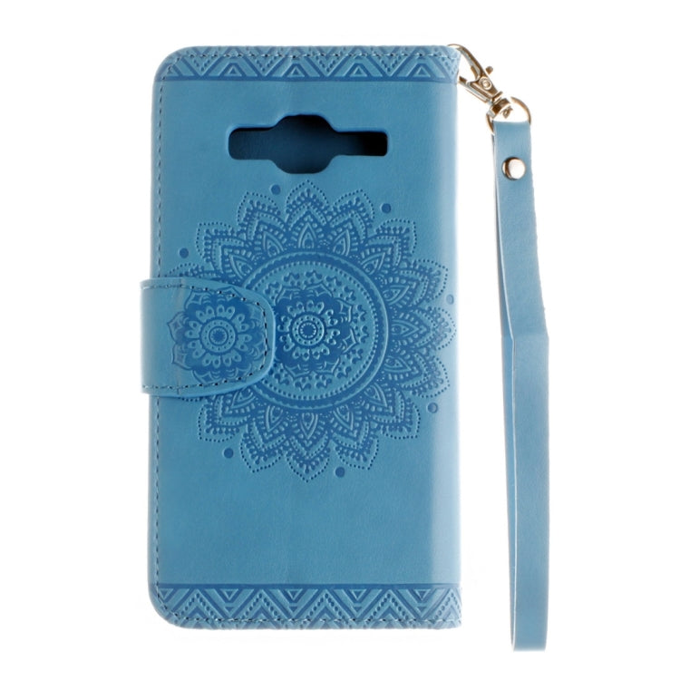 For Galaxy J3 (2016) / J310 Embossed Floral Pattern Horizontal Flip Leather Case with Card Slots & Holder & Lanyard