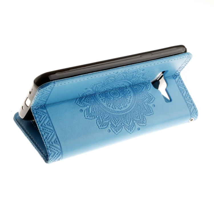 For Galaxy J3 (2016) / J310 Embossed Floral Pattern Horizontal Flip Leather Case with Card Slots & Holder & Lanyard