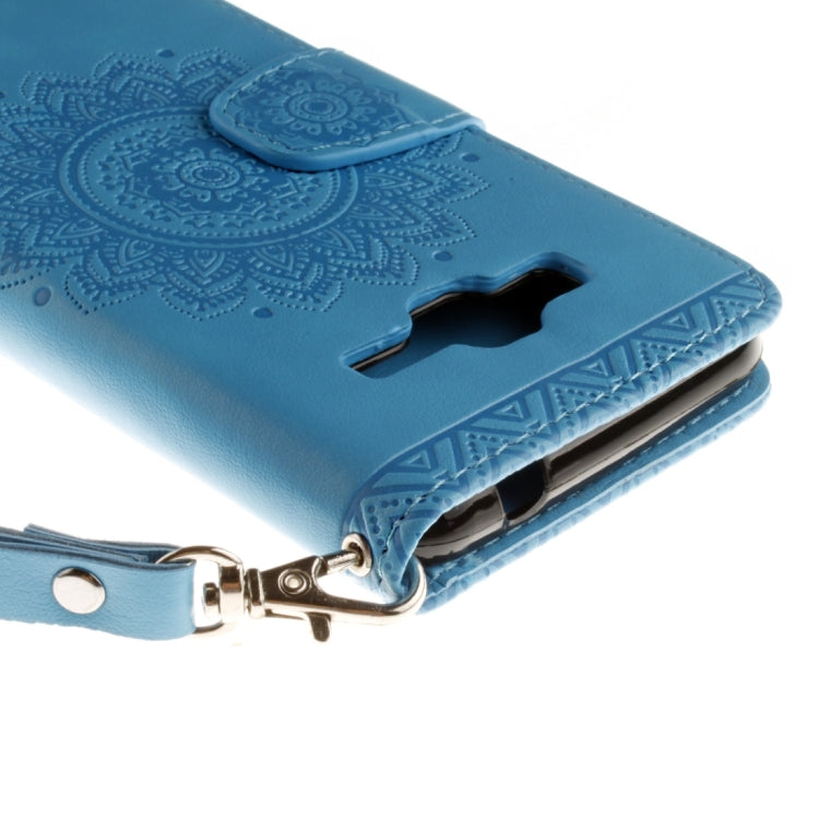 For Galaxy J3 (2016) / J310 Embossed Floral Pattern Horizontal Flip Leather Case with Card Slots & Holder & Lanyard