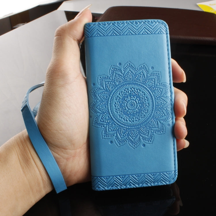 For Galaxy J3 (2016) / J310 Embossed Floral Pattern Horizontal Flip Leather Case with Card Slots & Holder & Lanyard