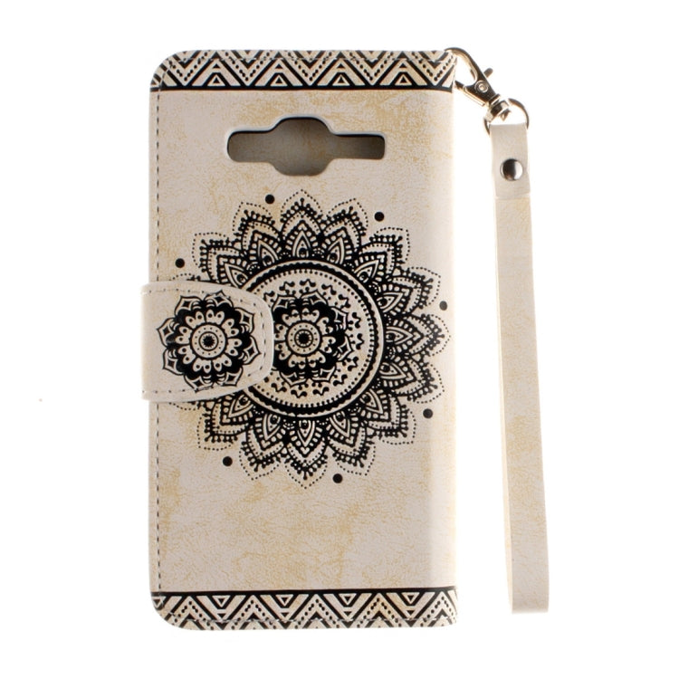 For Galaxy J3 (2016) / J310 Embossed Floral Pattern Horizontal Flip Leather Case with Card Slots & Holder & Lanyard