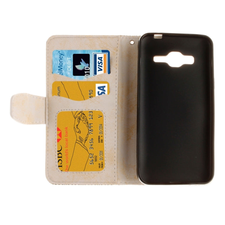 For Galaxy J3 (2016) / J310 Embossed Floral Pattern Horizontal Flip Leather Case with Card Slots & Holder & Lanyard