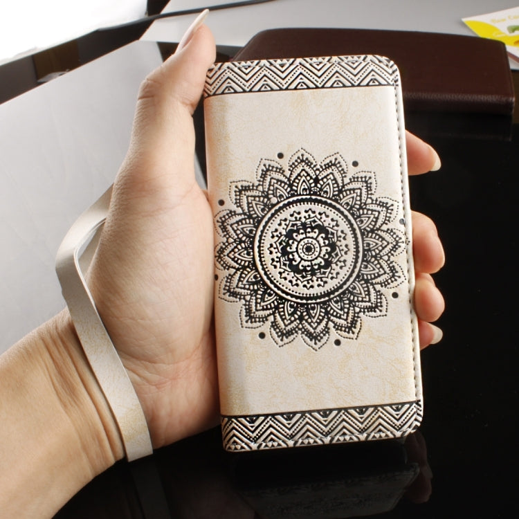 For Galaxy J3 (2016) / J310 Embossed Floral Pattern Horizontal Flip Leather Case with Card Slots & Holder & Lanyard