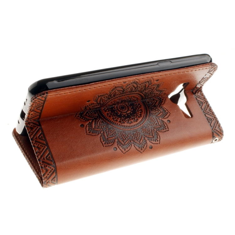 For Galaxy J3 (2016) / J310 Embossed Floral Pattern Horizontal Flip Leather Case with Card Slots & Holder & Lanyard