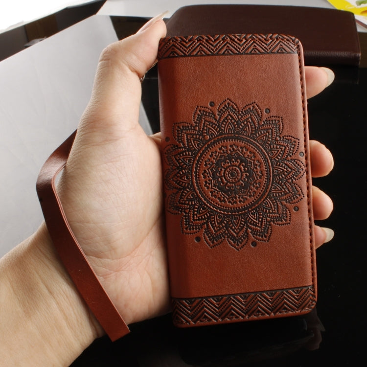 For Galaxy J3 (2016) / J310 Embossed Floral Pattern Horizontal Flip Leather Case with Card Slots & Holder & Lanyard