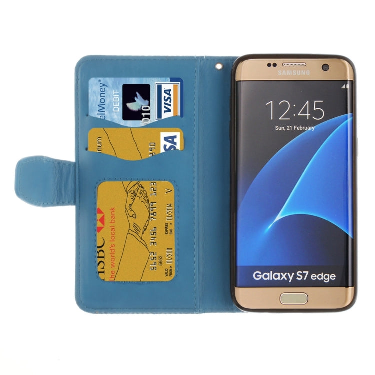 For Galaxy S7 Edge / G935 Embossed Floral Pattern Horizontal Flip Leather Case with Card Slots & Holder & Lanyard