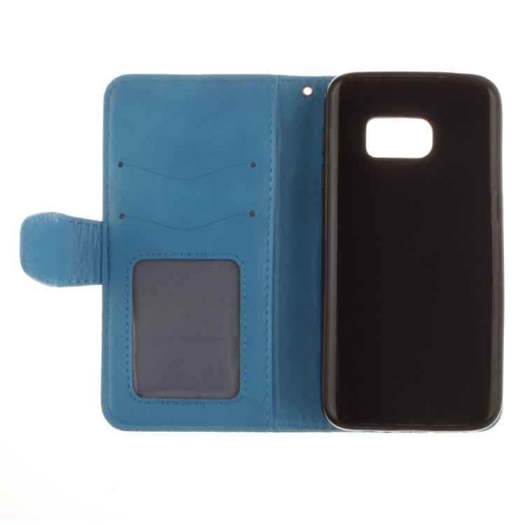 For Galaxy S7 Edge / G935 Embossed Floral Pattern Horizontal Flip Leather Case with Card Slots & Holder & Lanyard
