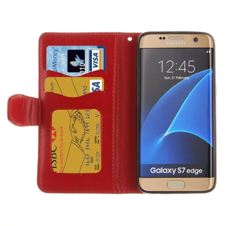 For Galaxy S7 Edge / G935 Embossed Floral Pattern Horizontal Flip Leather Case with Card Slots & Holder & Lanyard