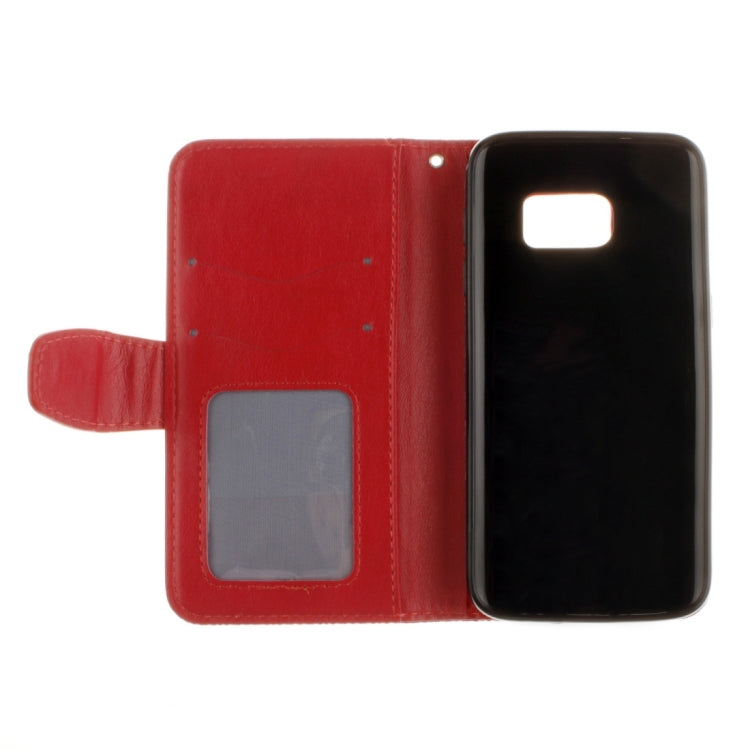 For Galaxy S7 Edge / G935 Embossed Floral Pattern Horizontal Flip Leather Case with Card Slots & Holder & Lanyard