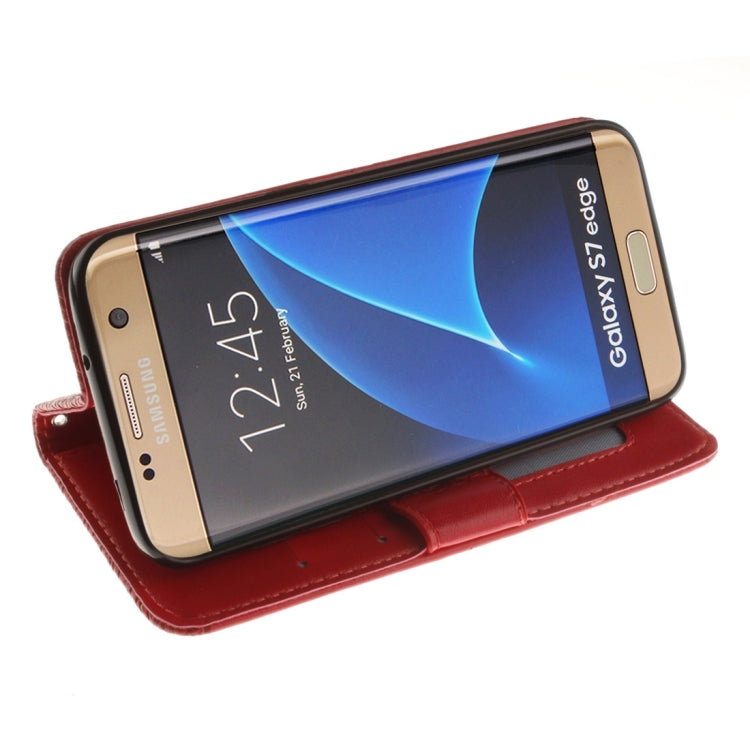 For Galaxy S7 Edge / G935 Embossed Floral Pattern Horizontal Flip Leather Case with Card Slots & Holder & Lanyard