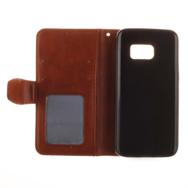 For Galaxy S7 Edge / G935 Embossed Floral Pattern Horizontal Flip Leather Case with Card Slots & Holder & Lanyard