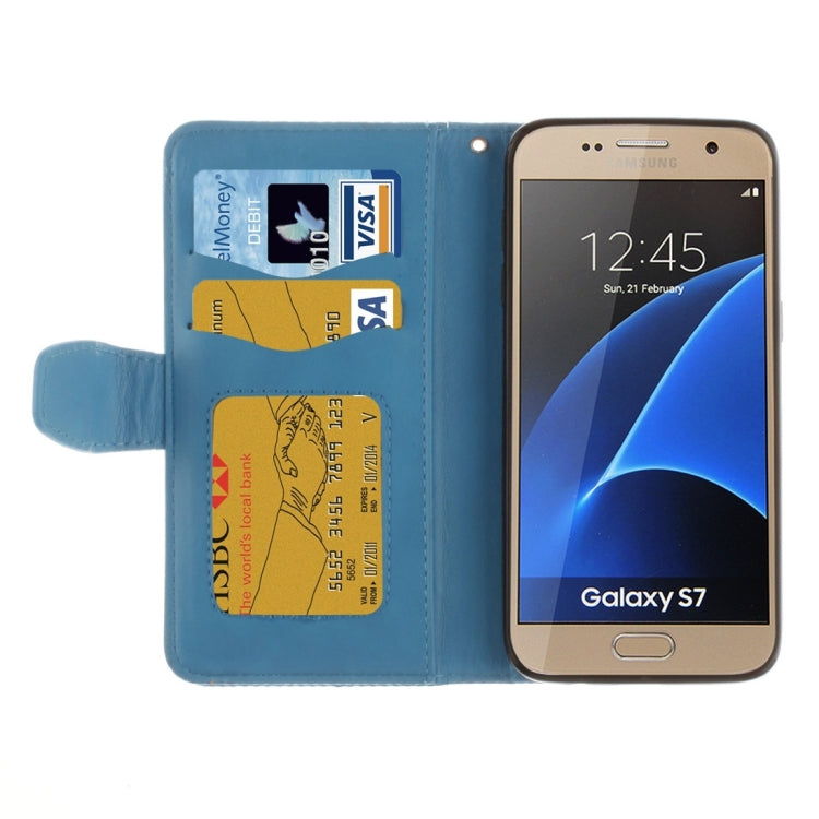 For Galaxy S7 / G930 Embossed Floral Pattern Horizontal Flip Leather Case with Card Slots & Holder & Lanyard