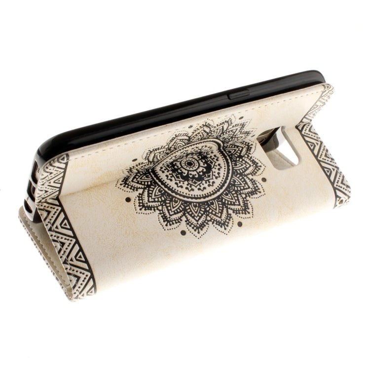 For Galaxy S7 / G930 Embossed Floral Pattern Horizontal Flip Leather Case with Card Slots & Holder & Lanyard