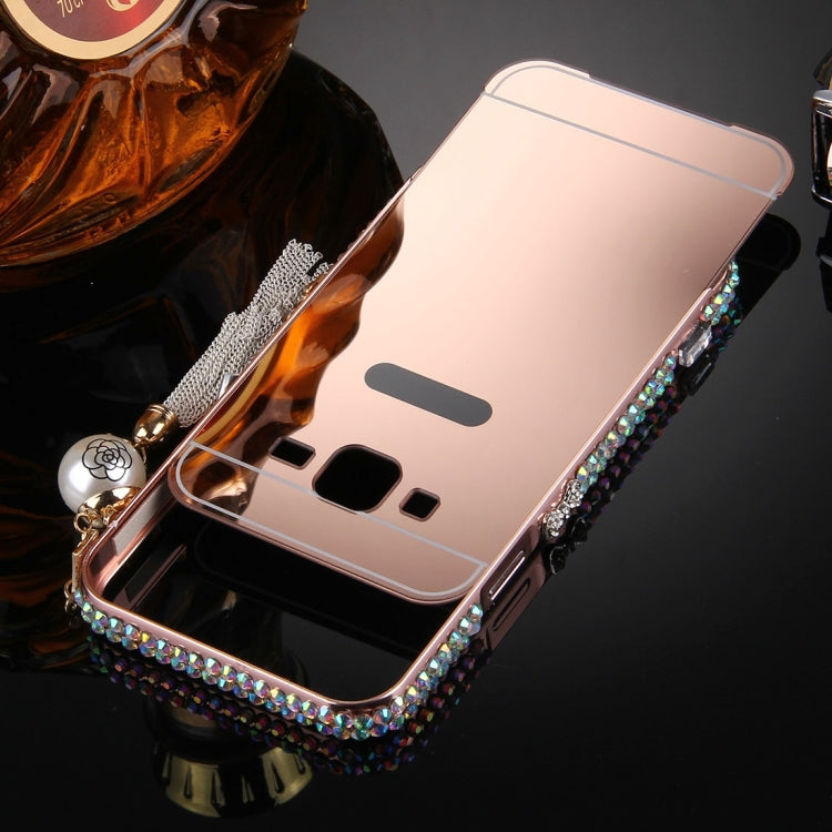 For Galaxy A7 / A700 Pearl Chain Pendant Diamond Encrusted Electroplating Mirror PC Protective Cover Case