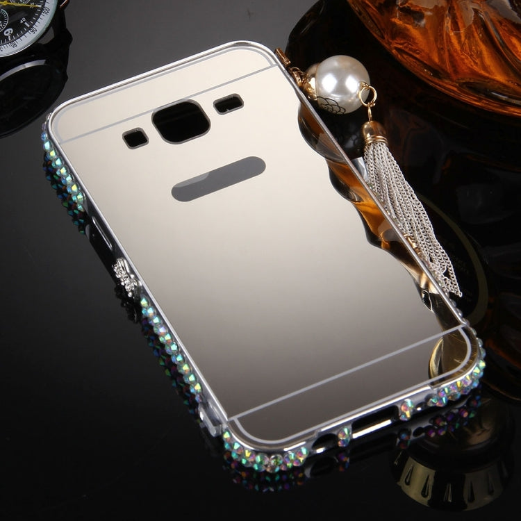 For Galaxy A7 / A700 Pearl Chain Pendant Diamond Encrusted Electroplating Mirror PC Protective Cover Case