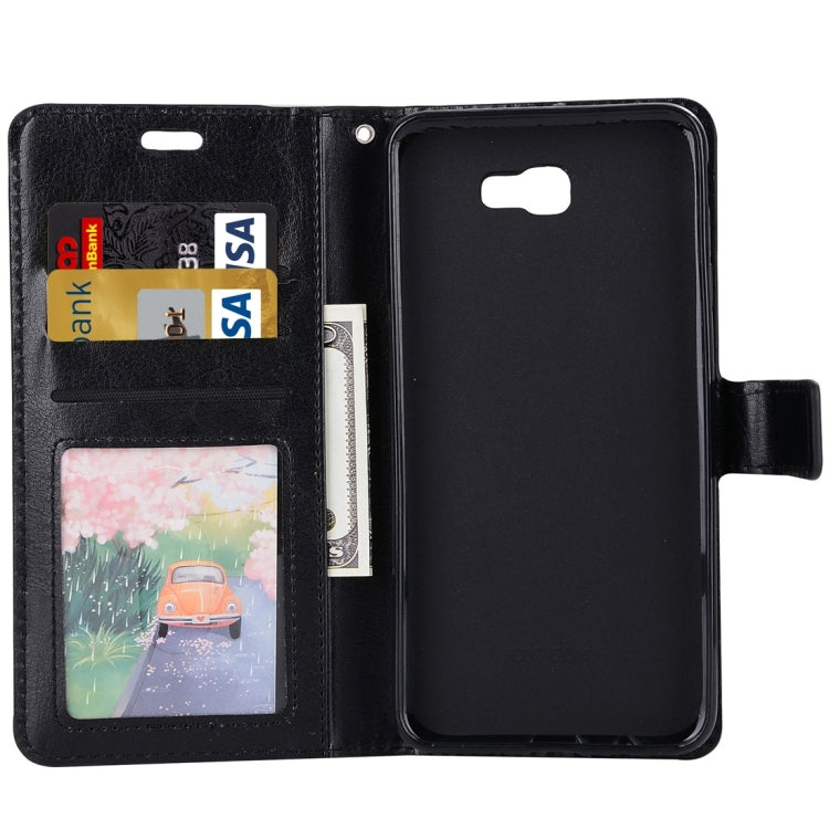For Galaxy J7 Prime Crazy Horse Texture Horizontal Flip PU Leather Case with Holder & Card Slots & Wallet & Photo Frame & Lanyard