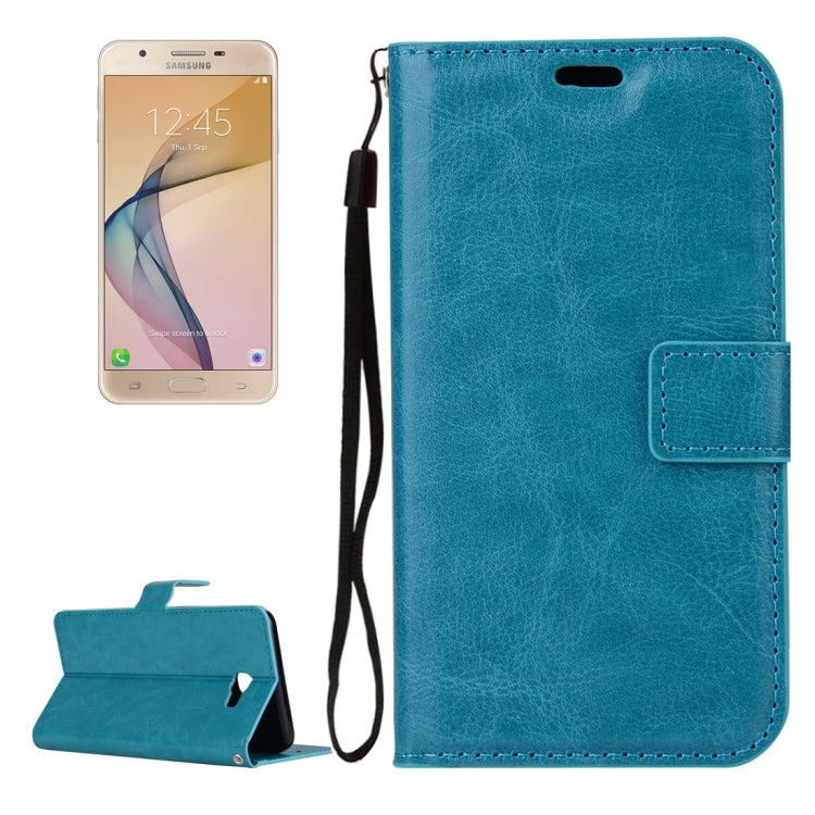 For Galaxy J7 Prime Crazy Horse Texture Horizontal Flip PU Leather Case with Holder & Card Slots & Wallet & Photo Frame & Lanyard