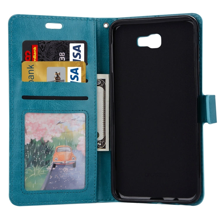 For Galaxy J7 Prime Crazy Horse Texture Horizontal Flip PU Leather Case with Holder & Card Slots & Wallet & Photo Frame & Lanyard