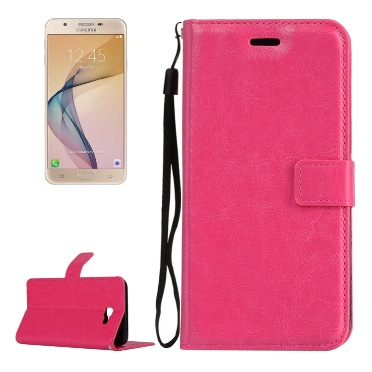 For Galaxy J7 Prime Crazy Horse Texture Horizontal Flip PU Leather Case with Holder & Card Slots & Wallet & Photo Frame & Lanyard