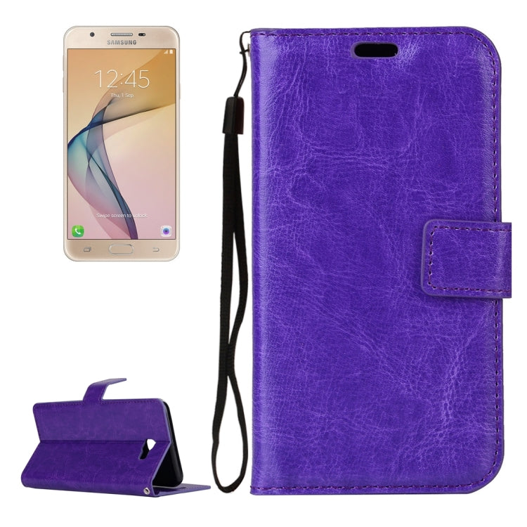 For Galaxy J7 Prime Crazy Horse Texture Horizontal Flip PU Leather Case with Holder & Card Slots & Wallet & Photo Frame & Lanyard