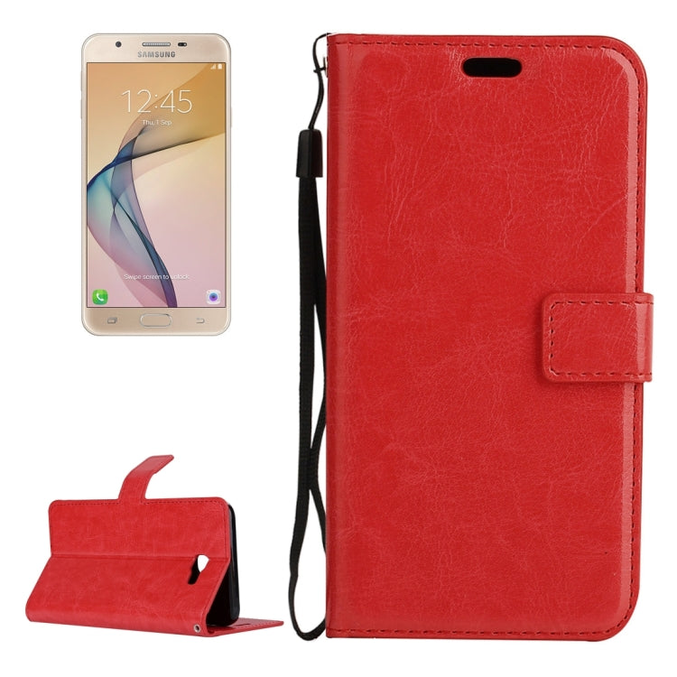 For Galaxy J7 Prime Crazy Horse Texture Horizontal Flip PU Leather Case with Holder & Card Slots & Wallet & Photo Frame & Lanyard