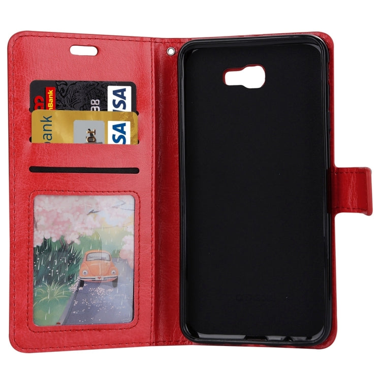 For Galaxy J7 Prime Crazy Horse Texture Horizontal Flip PU Leather Case with Holder & Card Slots & Wallet & Photo Frame & Lanyard