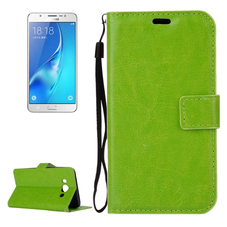 For Galaxy J7 (2016) / J710 Crazy Horse Texture Horizontal Flip PU Leather Case with Holder & Card Slots & Wallet & Photo Frame & Lanyard