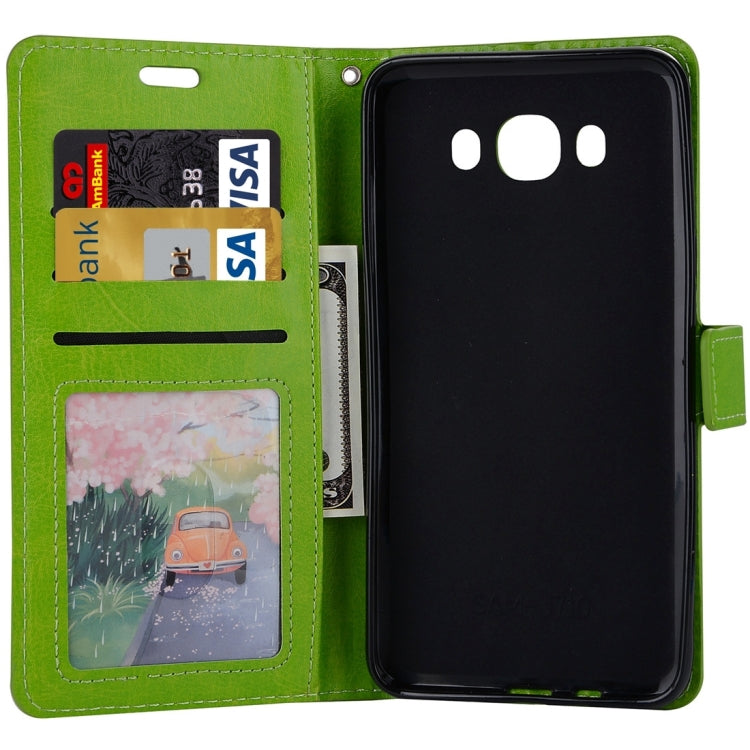 For Galaxy J7 (2016) / J710 Crazy Horse Texture Horizontal Flip PU Leather Case with Holder & Card Slots & Wallet & Photo Frame & Lanyard